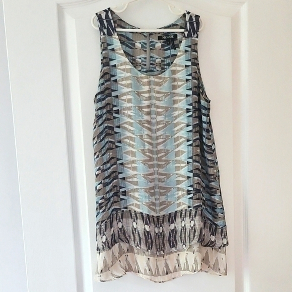 NIC+ZOE Geometric Print Sleeveless Blouse